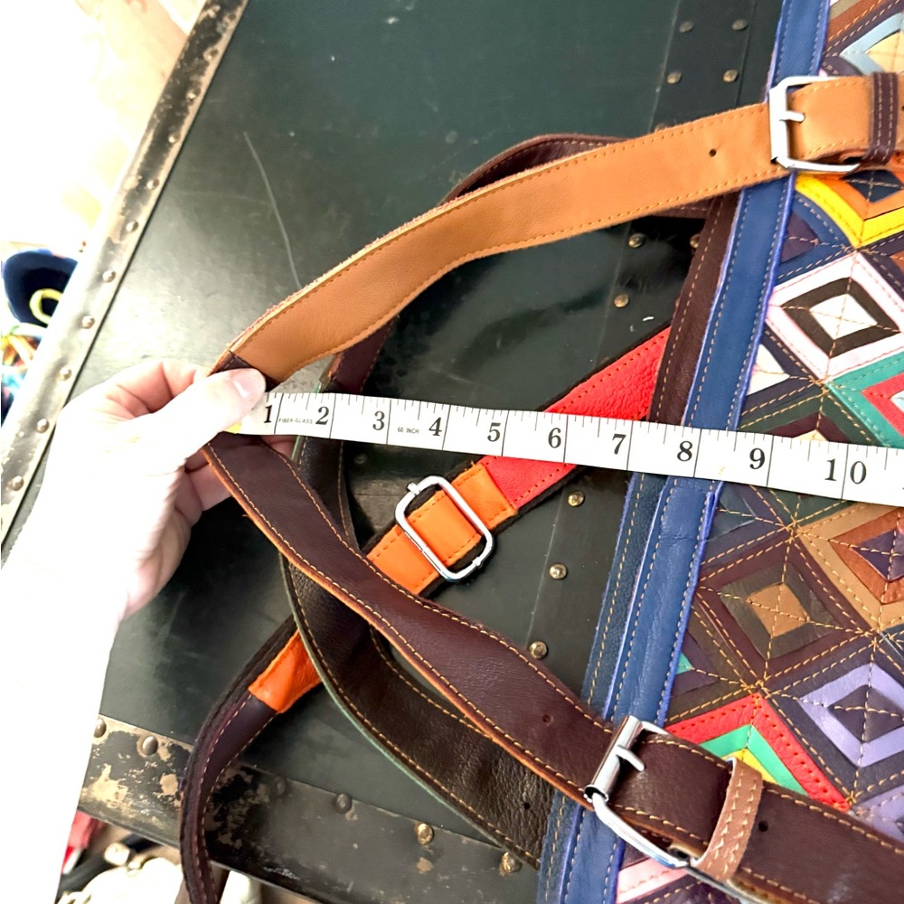 Amerileather Bailey Rainbow Patchwork Leather Tot… - image 5